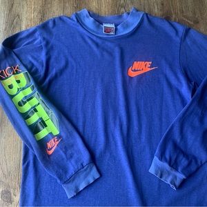Vintage Nike Kick Some Butt Mock Neck Long Sleeve Shirt Small
